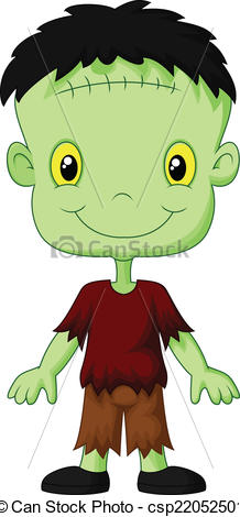 218x470 Vector Illustration Of Cartoon Frankenstein Kid.