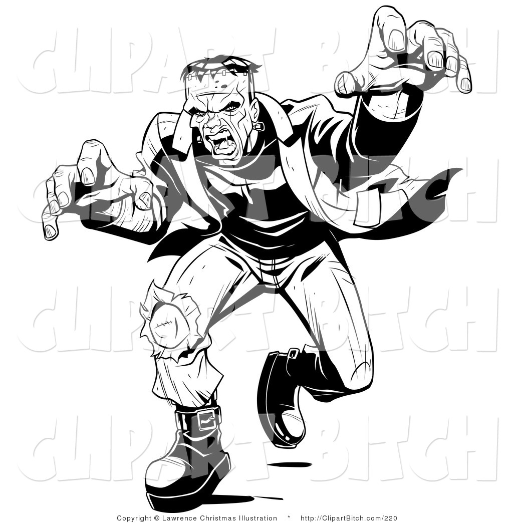 1024x1044 Clip Vector Art Of A Mad Frankenstein Lunging Forward To Attack