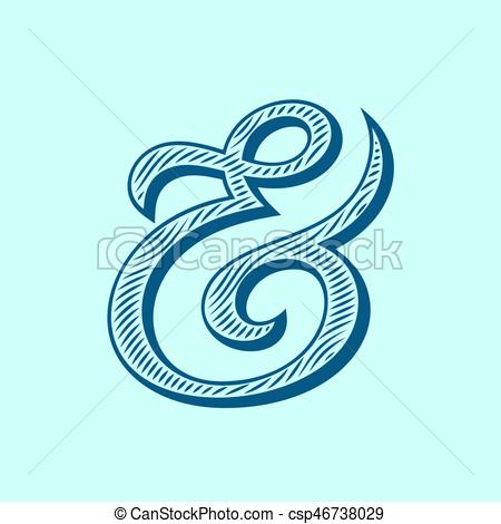 450x470 Ampersand Vector Illustration. Ampersand Symbol With Natural Wood