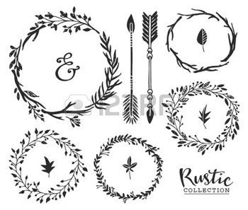 350x297 Hand Drawn Vintage Ampersand, Arrows And Wreaths. Rustic