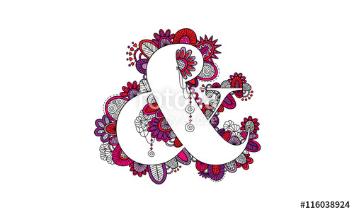 500x300 Ampersand Hand Drawn Doodle Vector Bright Colourful Amp Symbol Or