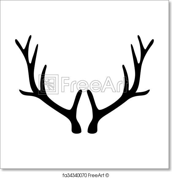 561x581 Free Art Print Of Deer Antlers. Horns Icon Isolated On White