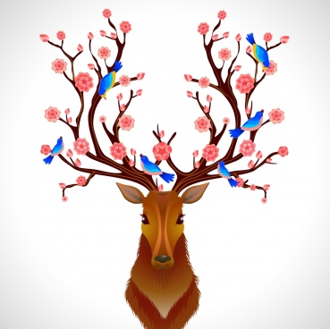369x368 Vector Deer Antlers Free Vector Download (316 Free Vector) For