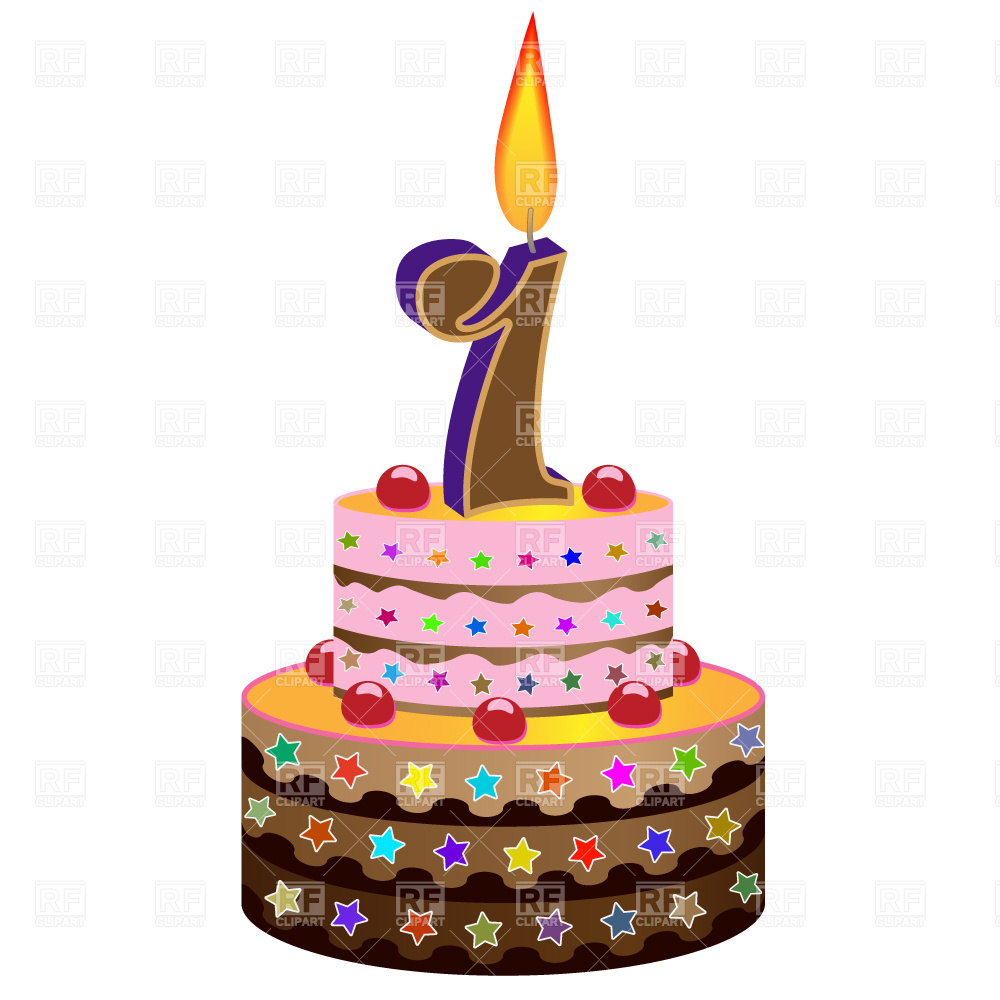 1000x1000 Birthday Cake With Candle Vector Image Vector Artwork Of Food