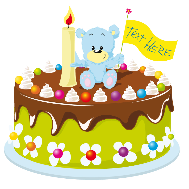 801x801 Cartoon Bear Birthday Cake Vector Free Vector Graphic Download