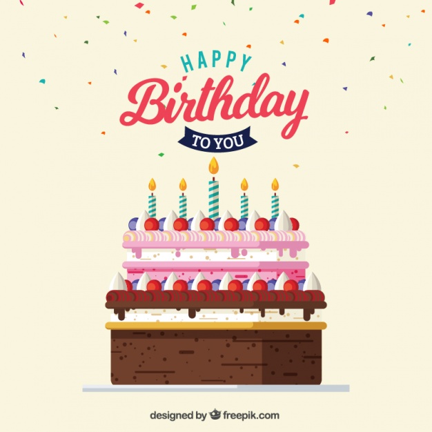 626x626 Greeting Card Of Delicious Birthday Cake Vector Free Download
