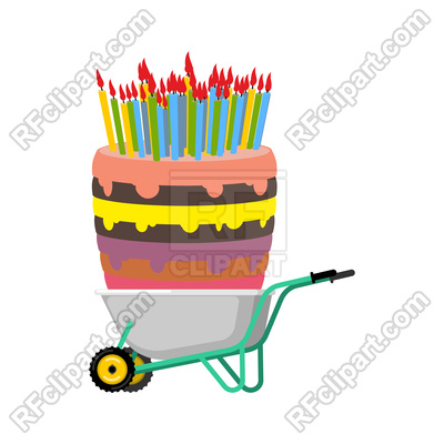 400x400 Wheelbarrow And Big Birthday Cake Vector Image Vector Artwork Of