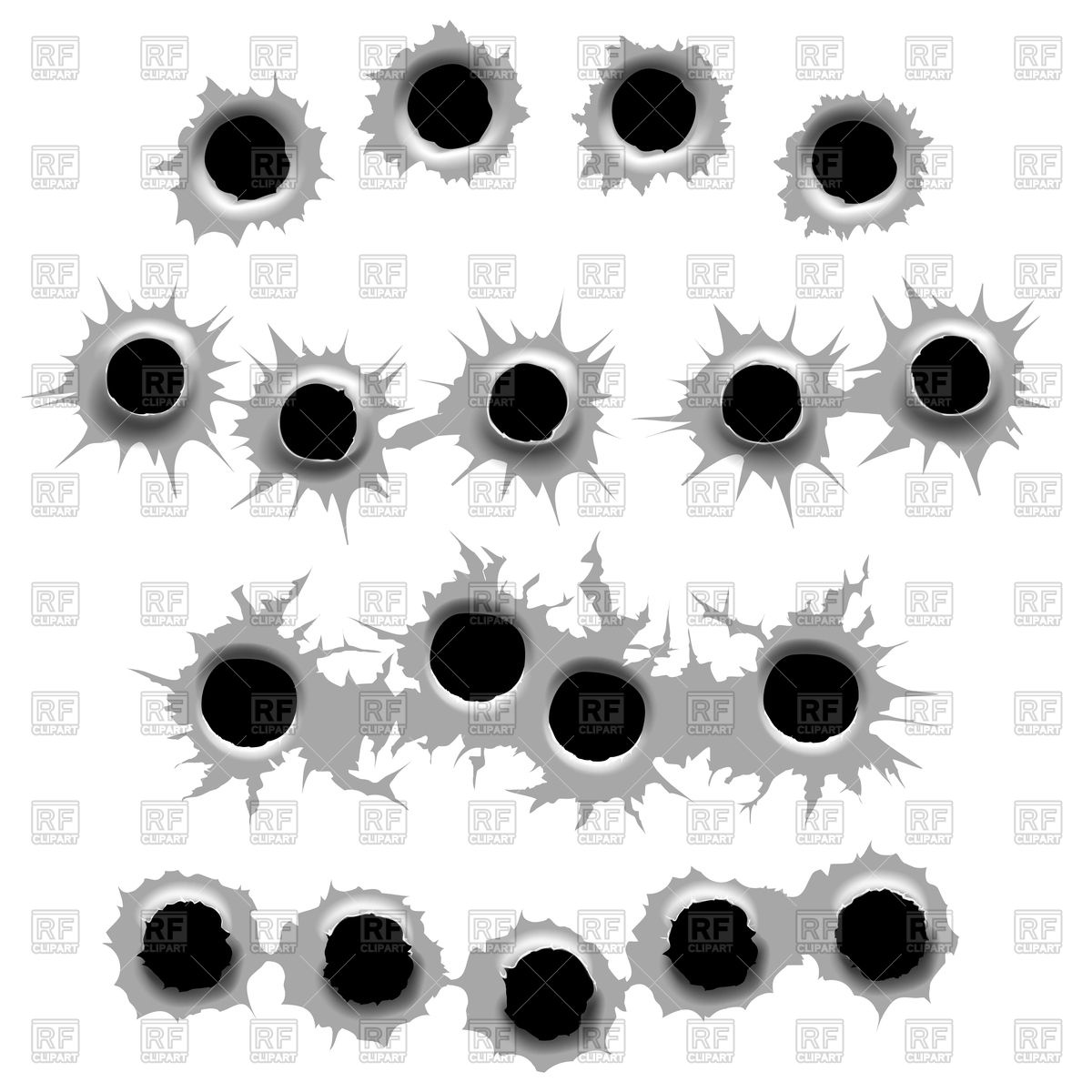 1200x1200 In And Out Bullet Holes On Whute Background Vector Image Vector