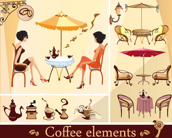 564x451 Set Of Street Cafe Vector 01 Free Download