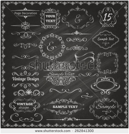 450x470 Chalkboard Vector Elements Astonishing Chalk Border Stock Royalty