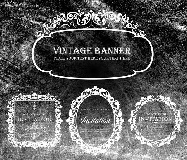 600x513 Vintage Banners Border Design On Chalkboard Background Free Vector
