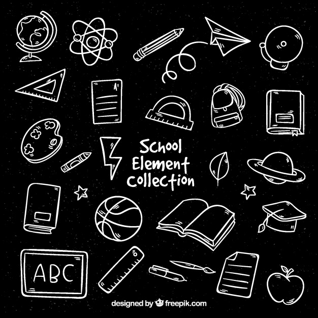 626x626 Different School Elements On Chalkboard Vector Free Download