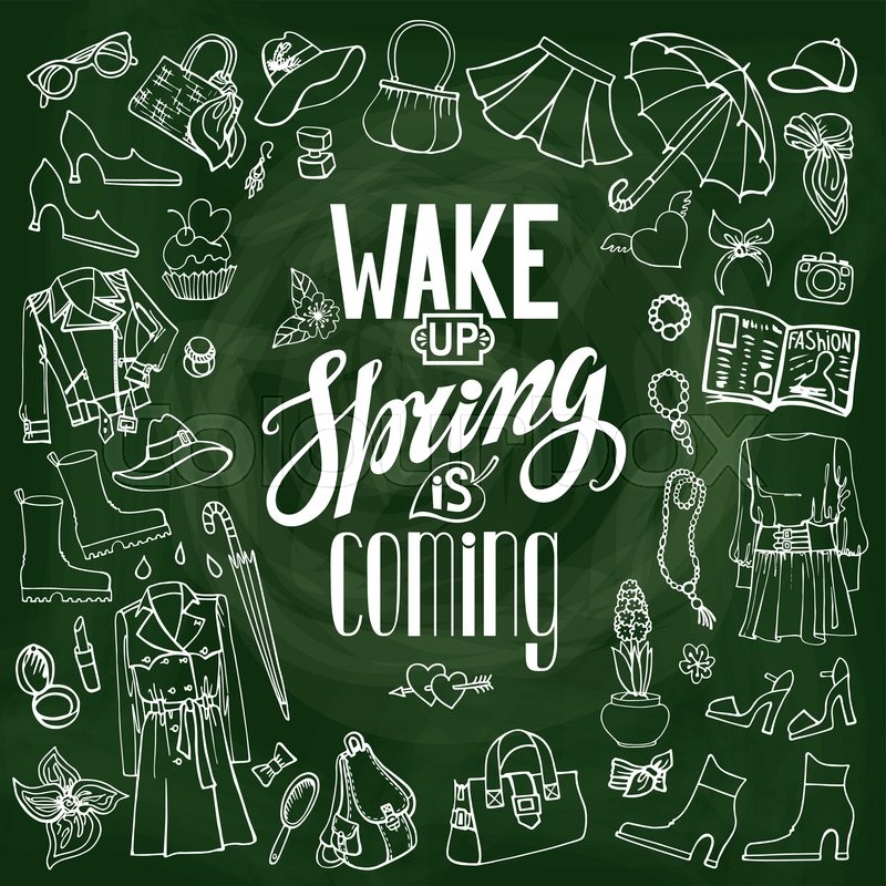 800x800 Spring Fashion With Lettering Wake Up,spring Is Coming.vector Hand