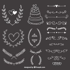 236x236 Chalkboard Bunting Banners Doodle Cliparts Digital Clip Art. Party