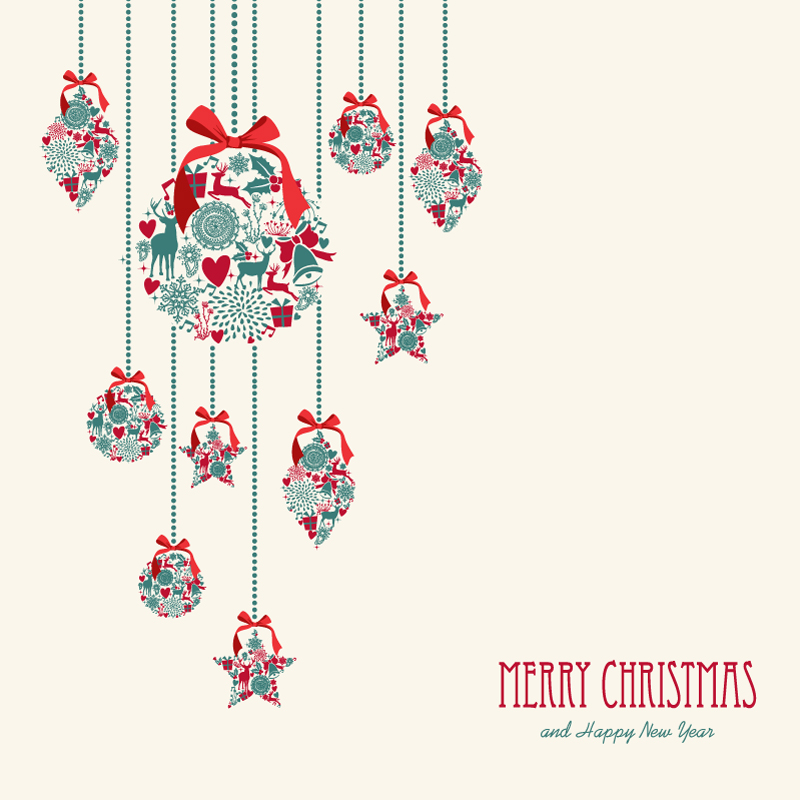 800x800 Christmas Elements Ball Ribbon Vector Free Vector Graphic Download