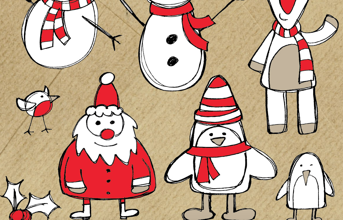 1173x753 Free Christmas Themed Sketchy Vector Graphics Pack