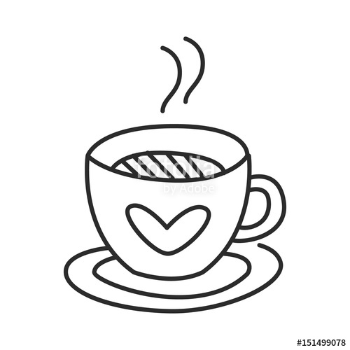 500x500 Tea Or Coffee Cup Vector Doodle Hand Drawn Line Illustration