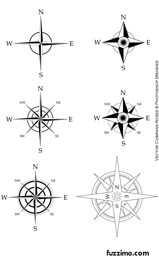 550x905 Free Vector Compass Roses + Ps Brushes Fuzzimo