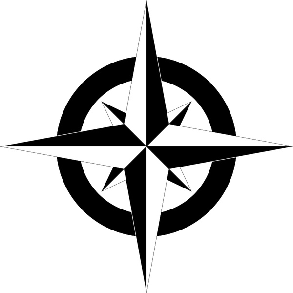 600x600 Compass Rose Bampw Free Vector In Open Office Drawing Svg ( .svg