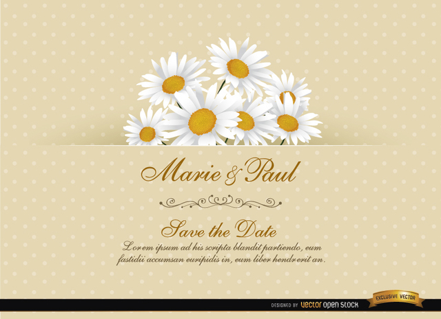640x464 Free Vectors Daisy Floral Wedding Invitation Card Vector Open Stock