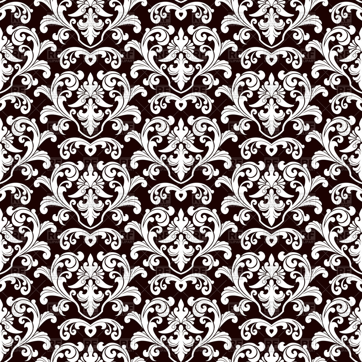 1200x1200 Seamless Black Damask Pattern Vector Image Vector Artwork Of