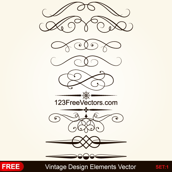 600x600 Vintage Calligraphic Decorative Elements Vector Free Vector
