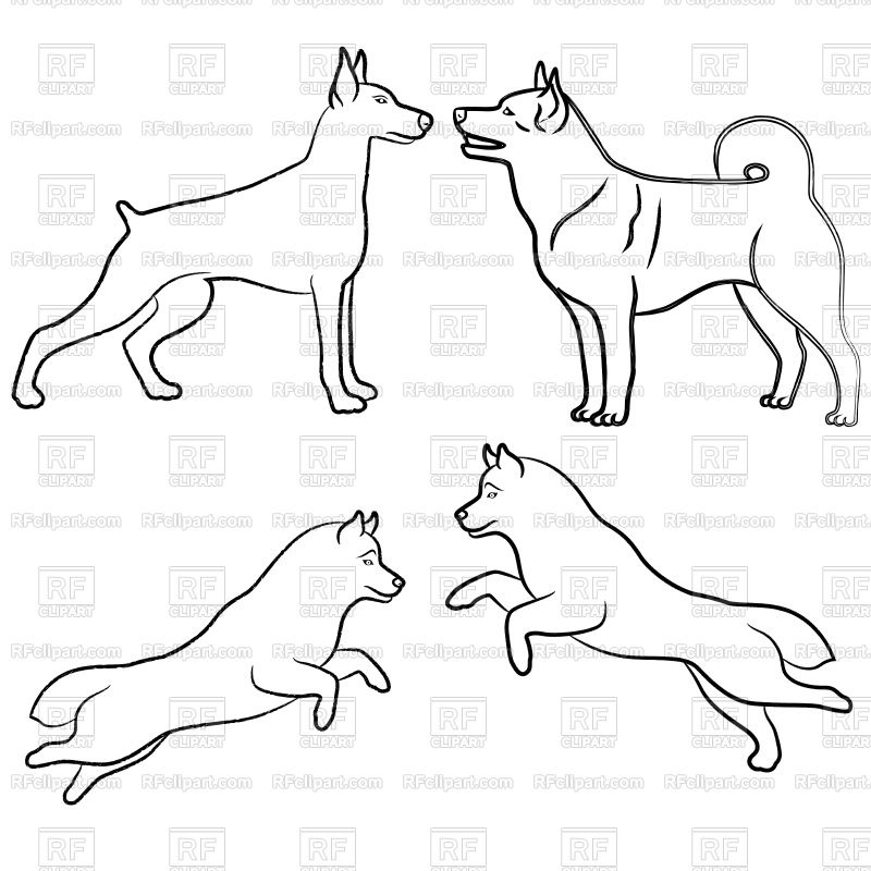 800x800 Set Of Outlines Four Standing And Jumping Dogs Vector Image