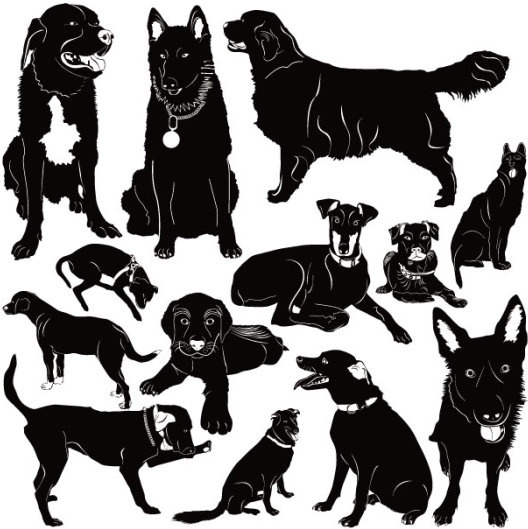 528x529 Different Dog Vector Silhouettes Graphic Free Vector In