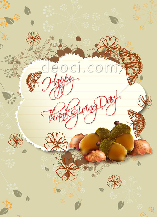 500x691 Vector Thanksgiving Postcard Cover Background Design Template Eps
