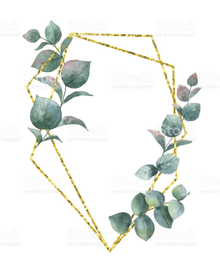 853x1024 Watercolor Composition From The Branches Of Eucalyptus And Gold