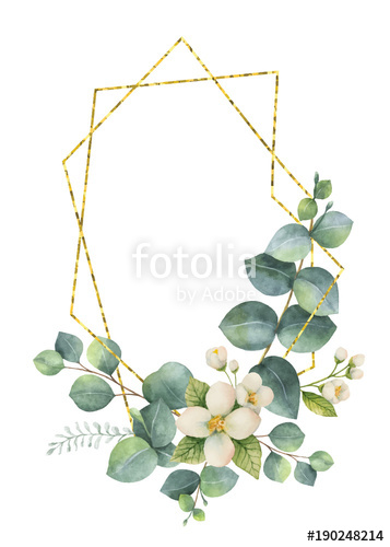 357x500 Watercolor Vector Composition From The Branches Of Eucalyptus And