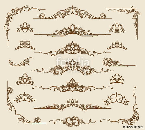 500x450 Royal Victorian Filigree Design Elements. Vector Retro Queen