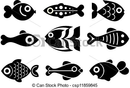 450x305 Fish Icon Set. Different Fishes