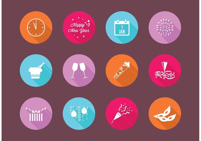 700x490 Flat New Years Eve Vector Icons