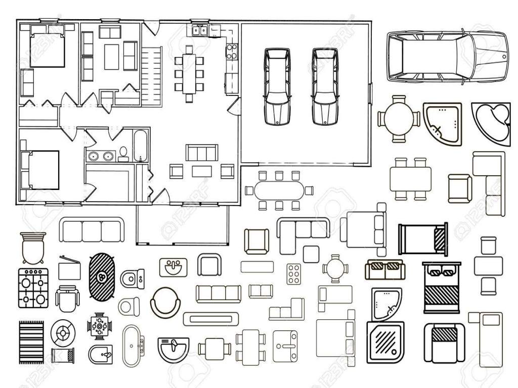 1024x768 Results For Floor Plan Elements Vector Free