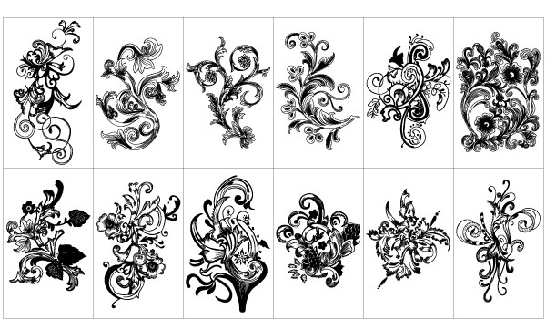 600x350 Free Graphics Vintage Vector Flowers And Floral Ornament Sets