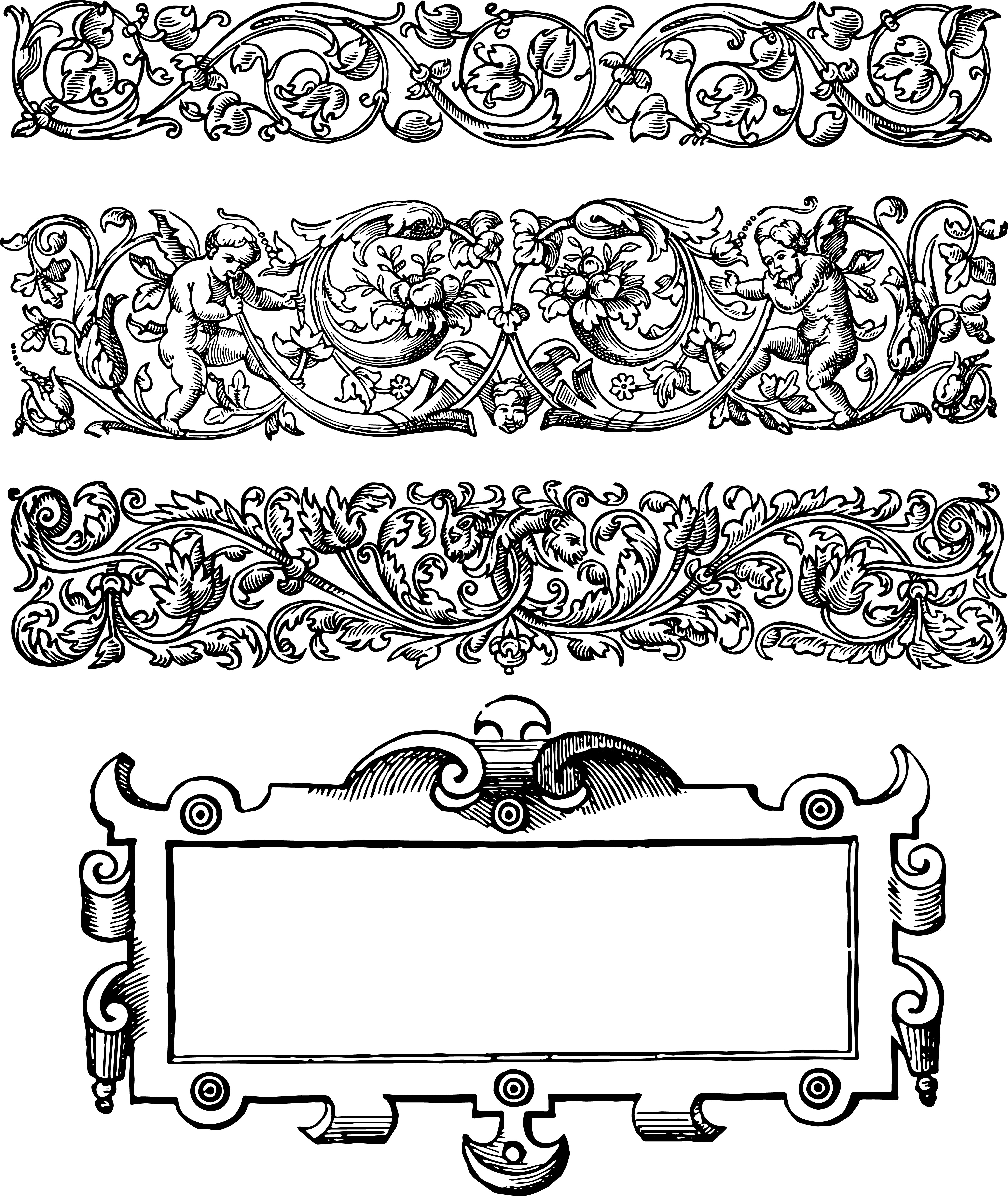 4105x4871 Gorgeous Floral Vector Art Borders Oh So Nifty Vintage Graphics