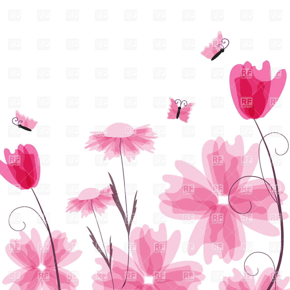 1200x1200 Floral Creative Pink Flowers Vector Image Vector Artwork Of