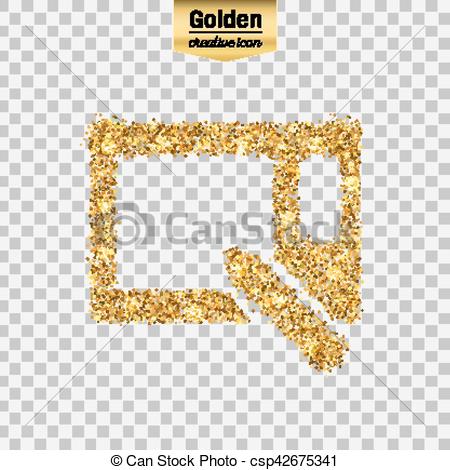 450x470 Gold Glitter Vector Icon Of Graphics Tablet Isolated On Background