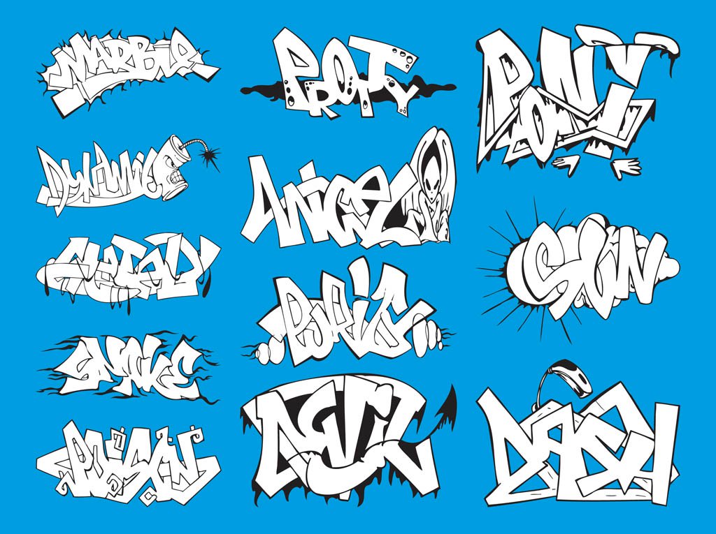 1024x765 Graffiti Graphics Set Vector Art Amp Graphics