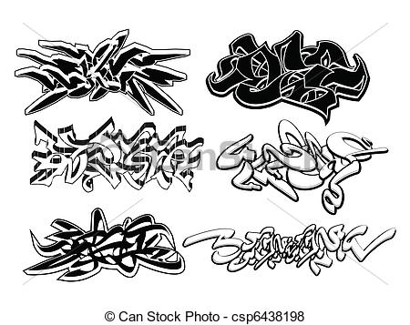 450x357 Graffiti Elements Set . Set Of 6 Graffiti Sketches Isolated On White.