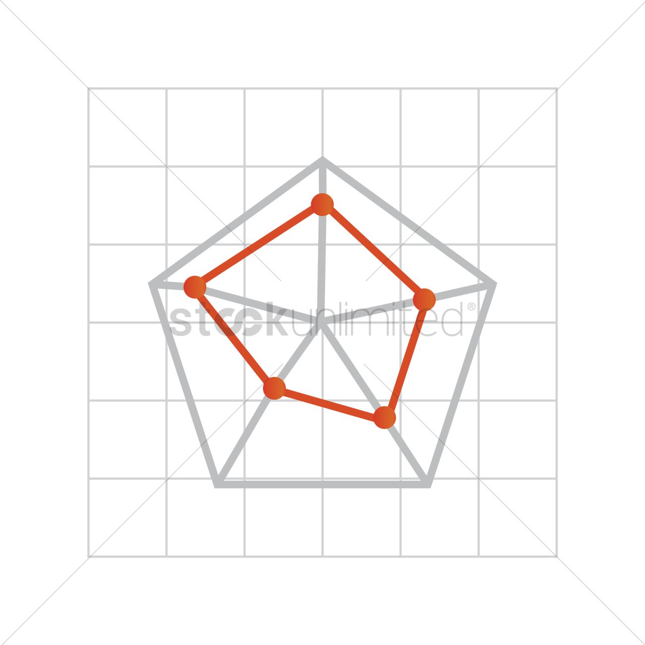 1300x1300 Free Pentagon On Graph Paper Vector Image