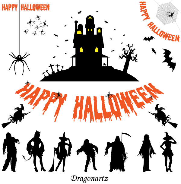 600x610 Free Halloween Silhouettes Vector Art 123freevectors