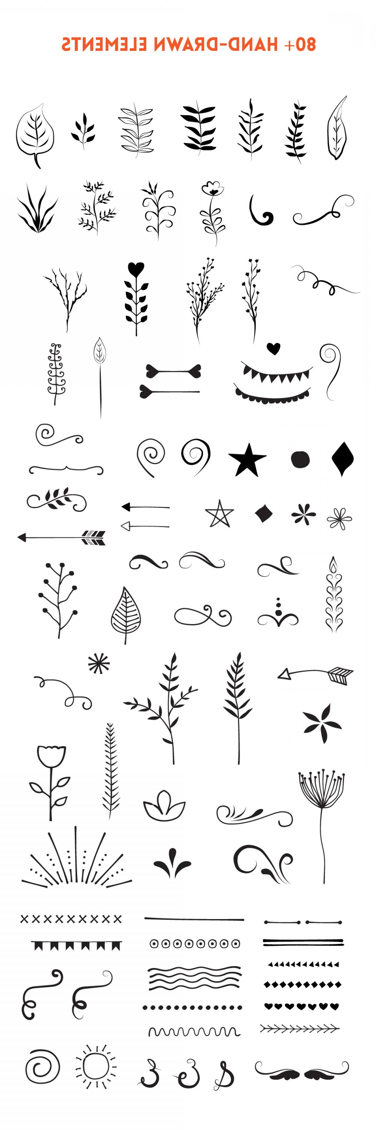 1200x3600 Free Hand Drawn Vector Elements Shopatcloth