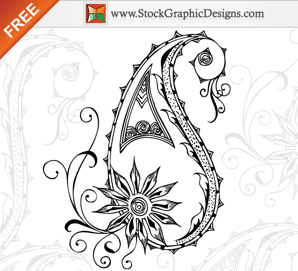 600x545 Hand Drawn Paisley Free Vector Elements 123freevectors