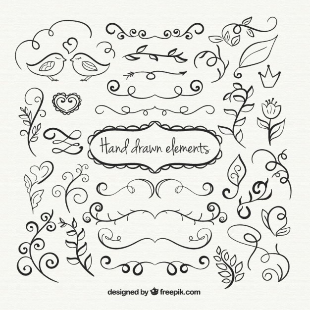 626x626 Ornamental Hand Drawn Elements Collection Vector Free Download