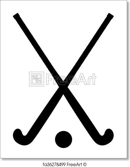450x580 Free Art Print Of Field Hockey Equipment Black Outline Silhouette