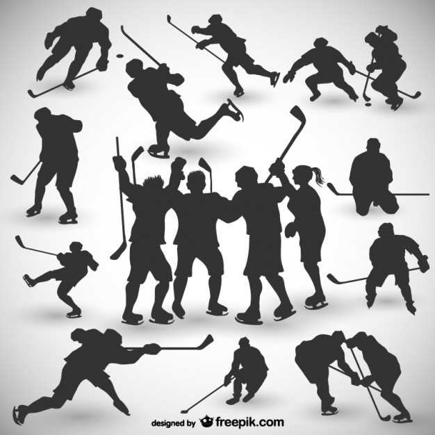 626x626 Hockey Players Silhouettes Free Vector 123freevectors