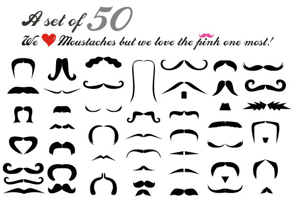 600x412 Moustache Free Illustrator Vector Pack 123freevectors