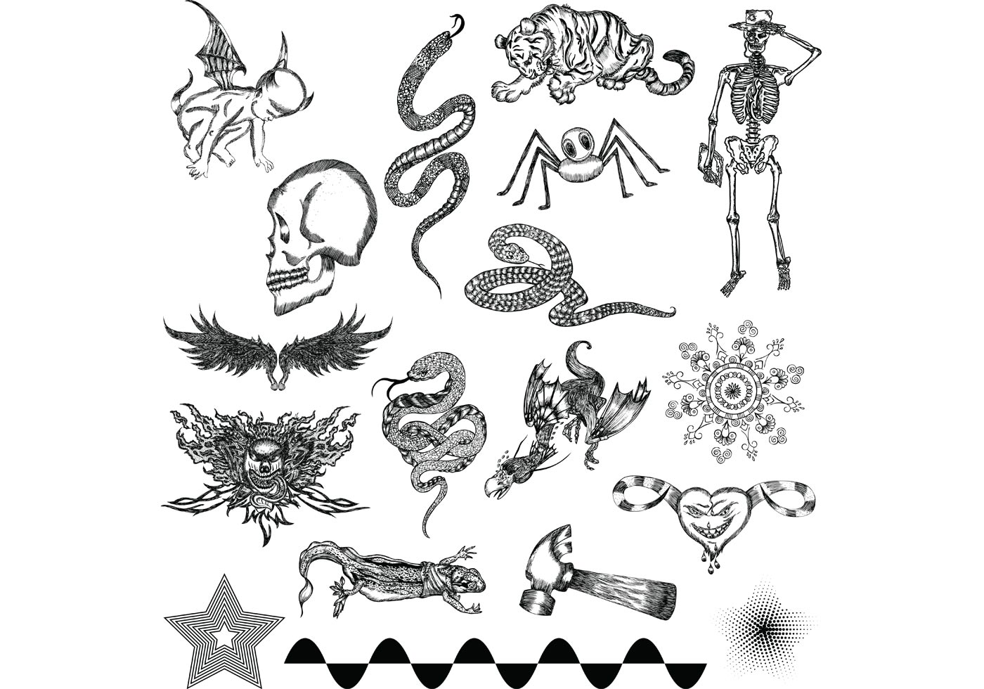 1400x980 Mixed Elements Free Illustrator Vector Pack 2